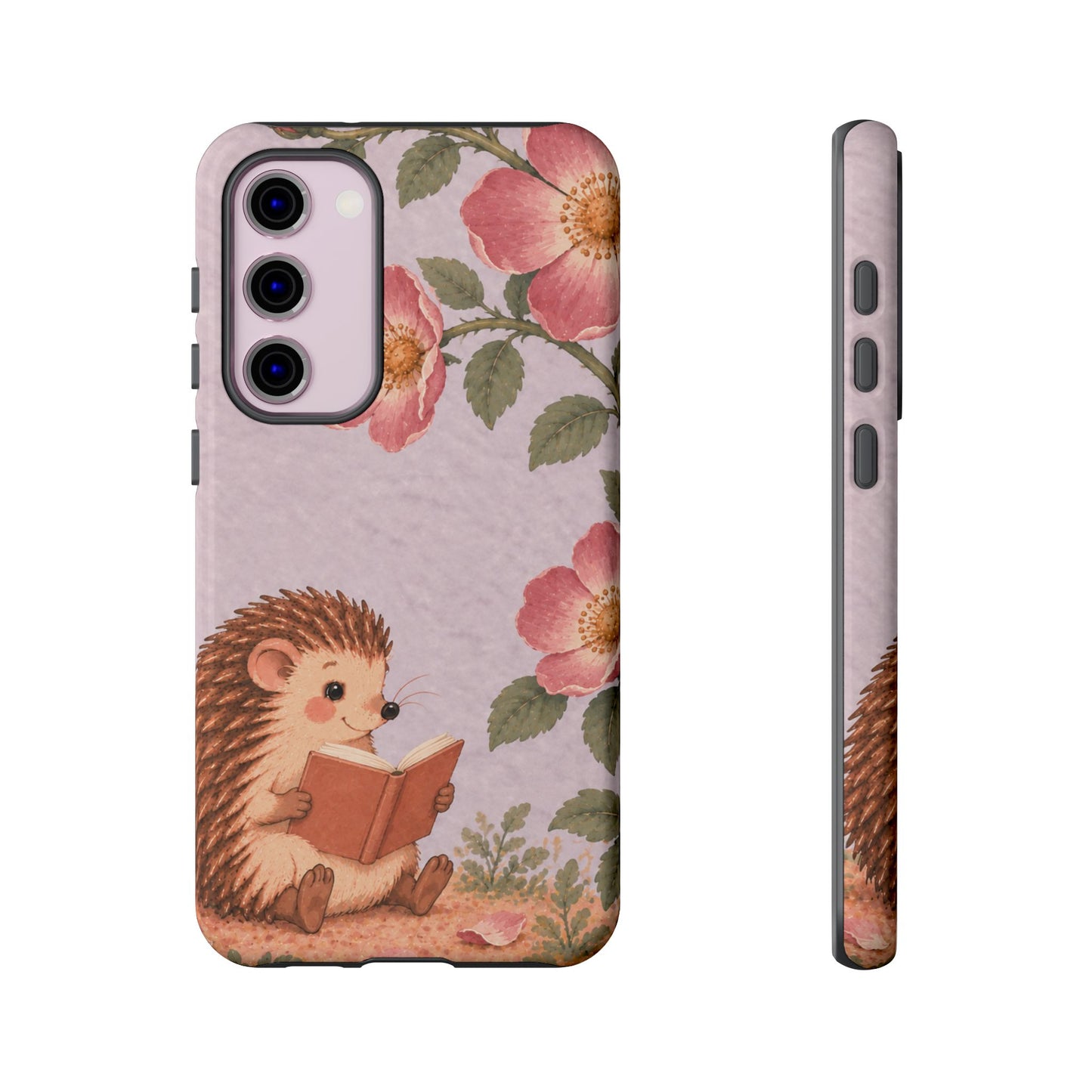 Whimsical Lilac Hedgehog and Wild Rose Phone Case - Purple Phone Case - Samsung Galaxy S23 Plus / Glossy