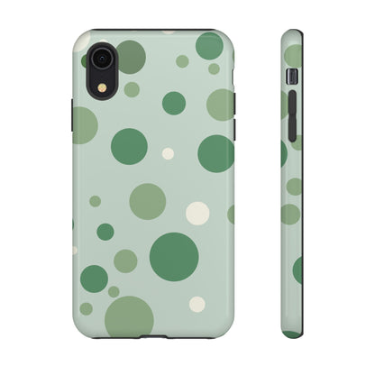 iPhone XR / Glossy Phone Case - ’Bold Green Dot Pattern’ Phone Case