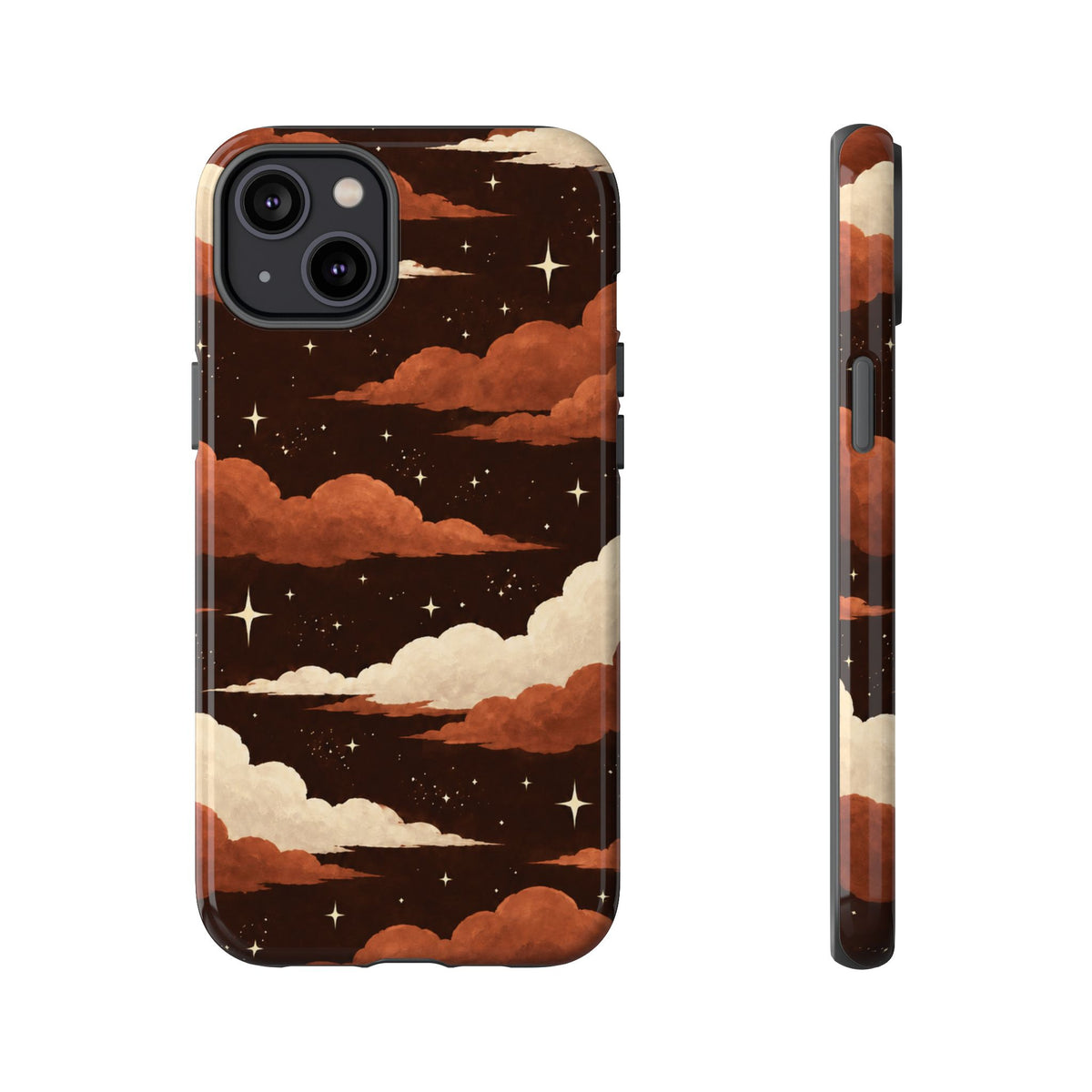 Illustrated Burnt Orange Clouds & Stars Phone Case