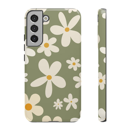 Chic Green Daisy Pattern Phone Case - Green Phone Case - Samsung Galaxy S22 Plus / Glossy