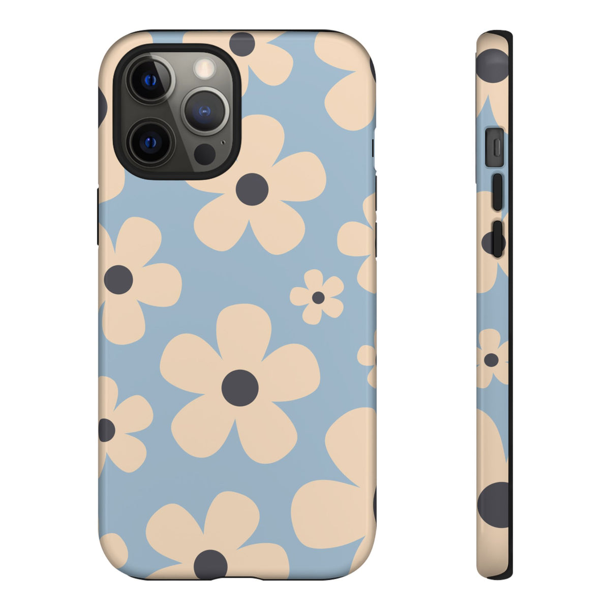 Cute Light Blue & Cream Daisy Pattern Phone Case - Blue Phone Case - iPhone 12 Pro Max / Glossy