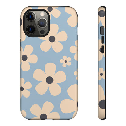 Cute Light Blue & Cream Daisy Pattern Phone Case - Blue Phone Case - iPhone 12 Pro Max / Glossy