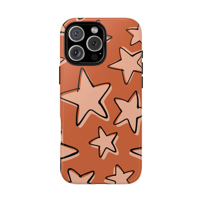 Burnt Orange Doodle Star Phone Case