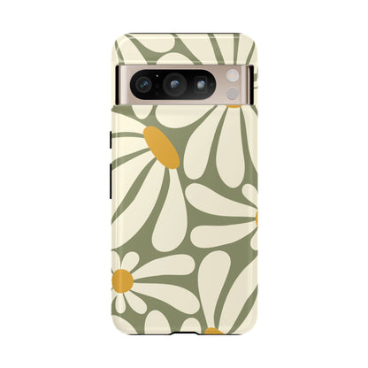 Retro Green Daisy Pattern #1 Phone Case - Green Phone Case - Google Pixel 8 Pro / Glossy