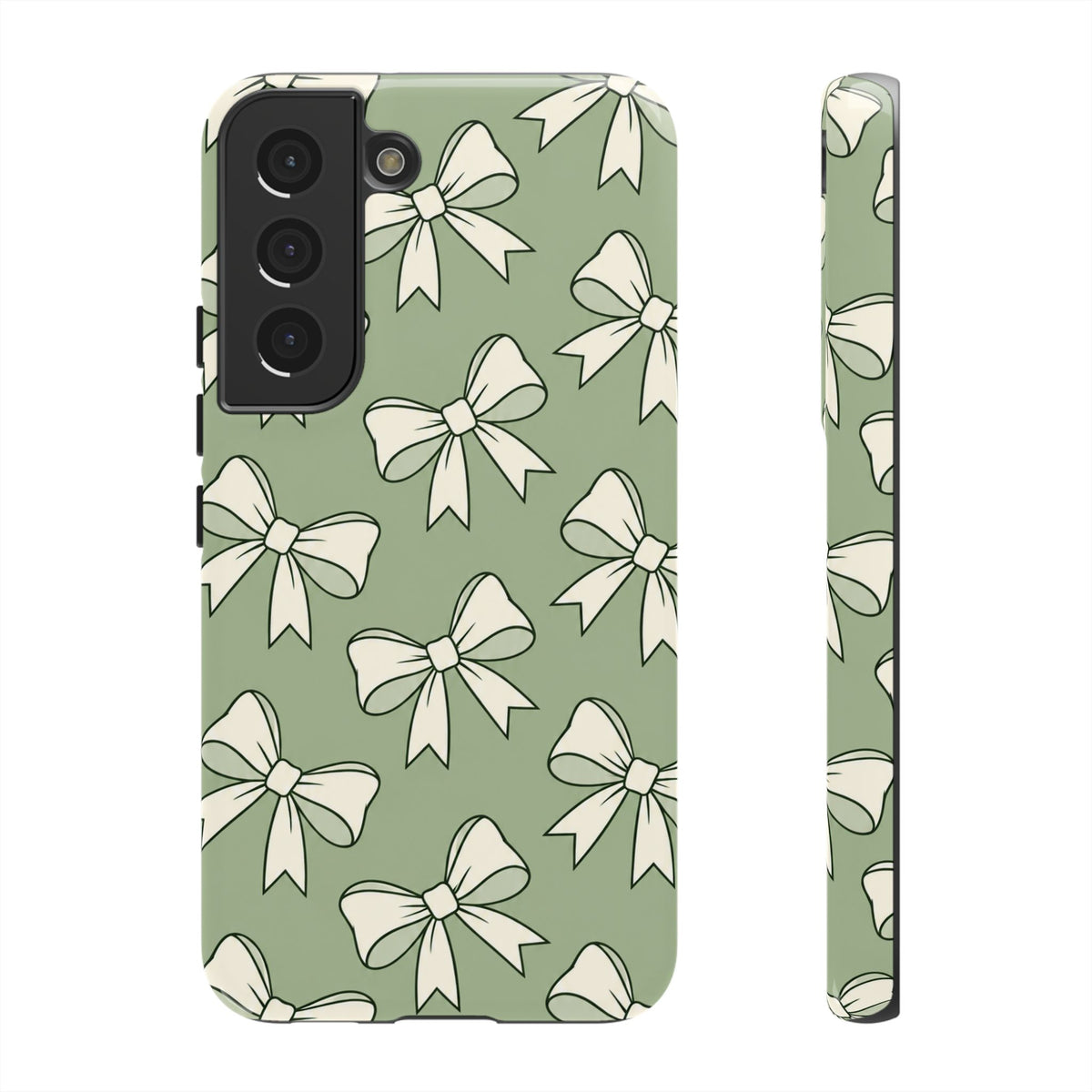 Chic Sage Green Bow Pattern Phone Case