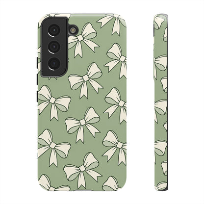 Chic Sage Green Bow Pattern Phone Case