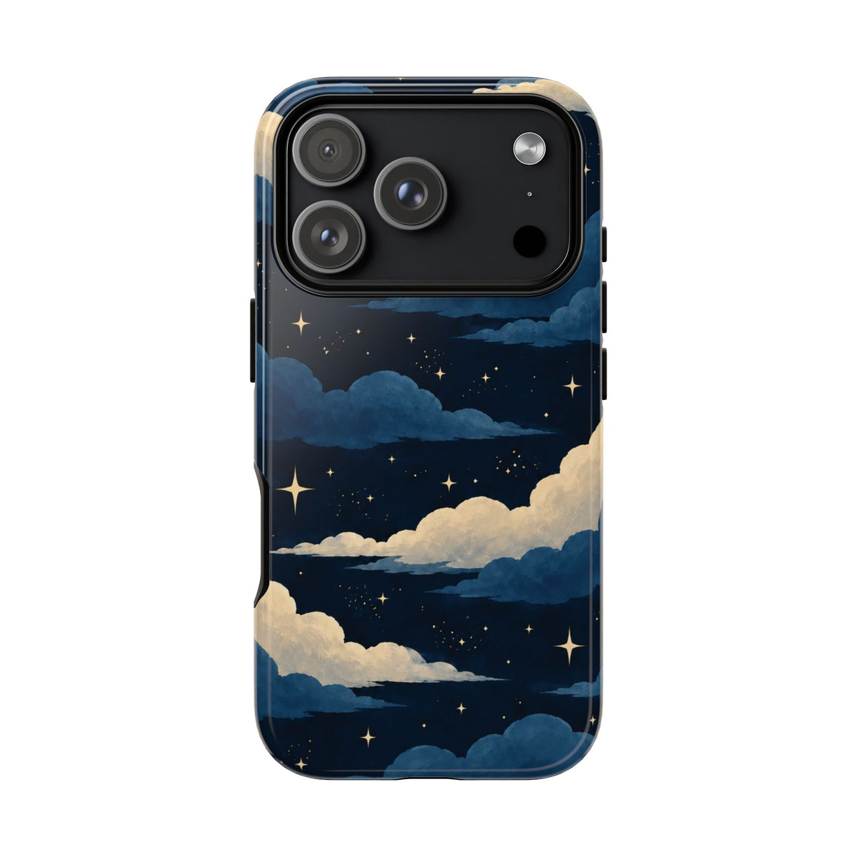 Illustrated Navy Blue Clouds & Stars Phone Case