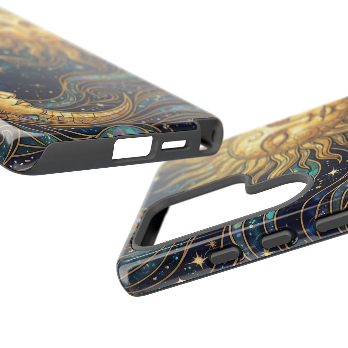 Elegant Teal & Gold Sun and Moon Phone Case
