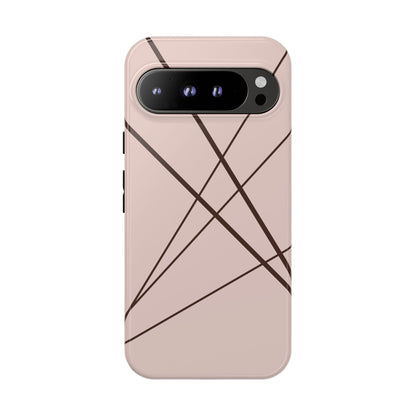 Abstract Pink with Brown Lines Phone Case - Pink Phone Case - Google Pixel 9 Pro XL / Glossy