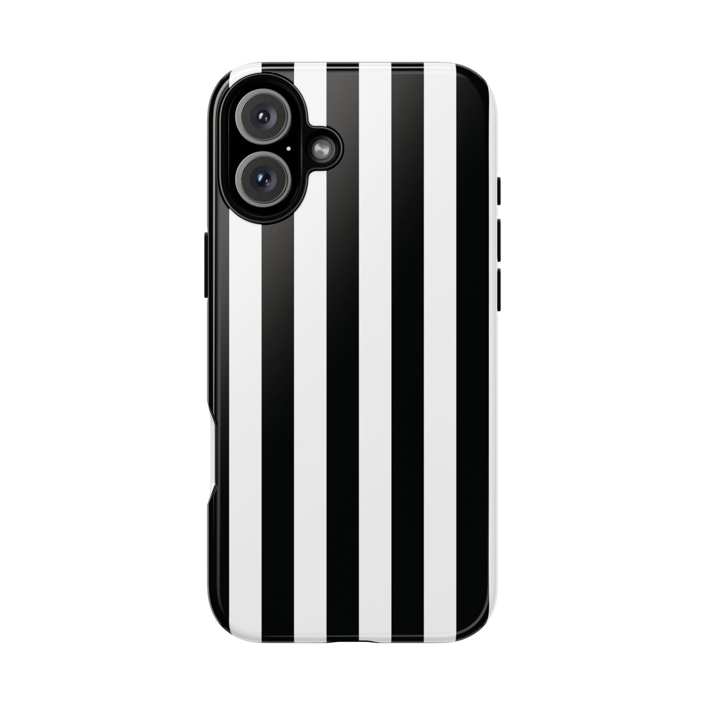 iPhone 16 Plus / Glossy Phone Case - Simple Black & White Stripe Pattern Phone Case