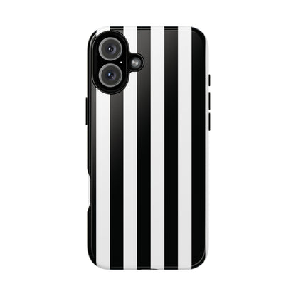iPhone 16 Plus / Glossy Phone Case - Simple Black & White Stripe Pattern Phone Case