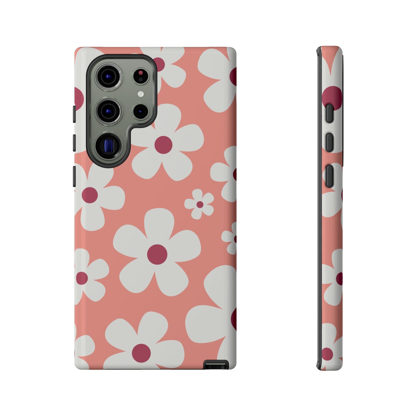 Samsung Galaxy S23 Ultra / Glossy Phone Case - Cute Pink Daisy Pattern #2 Phone Case