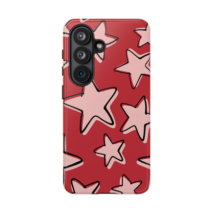 Cherry Red Doodle Star Phone Case