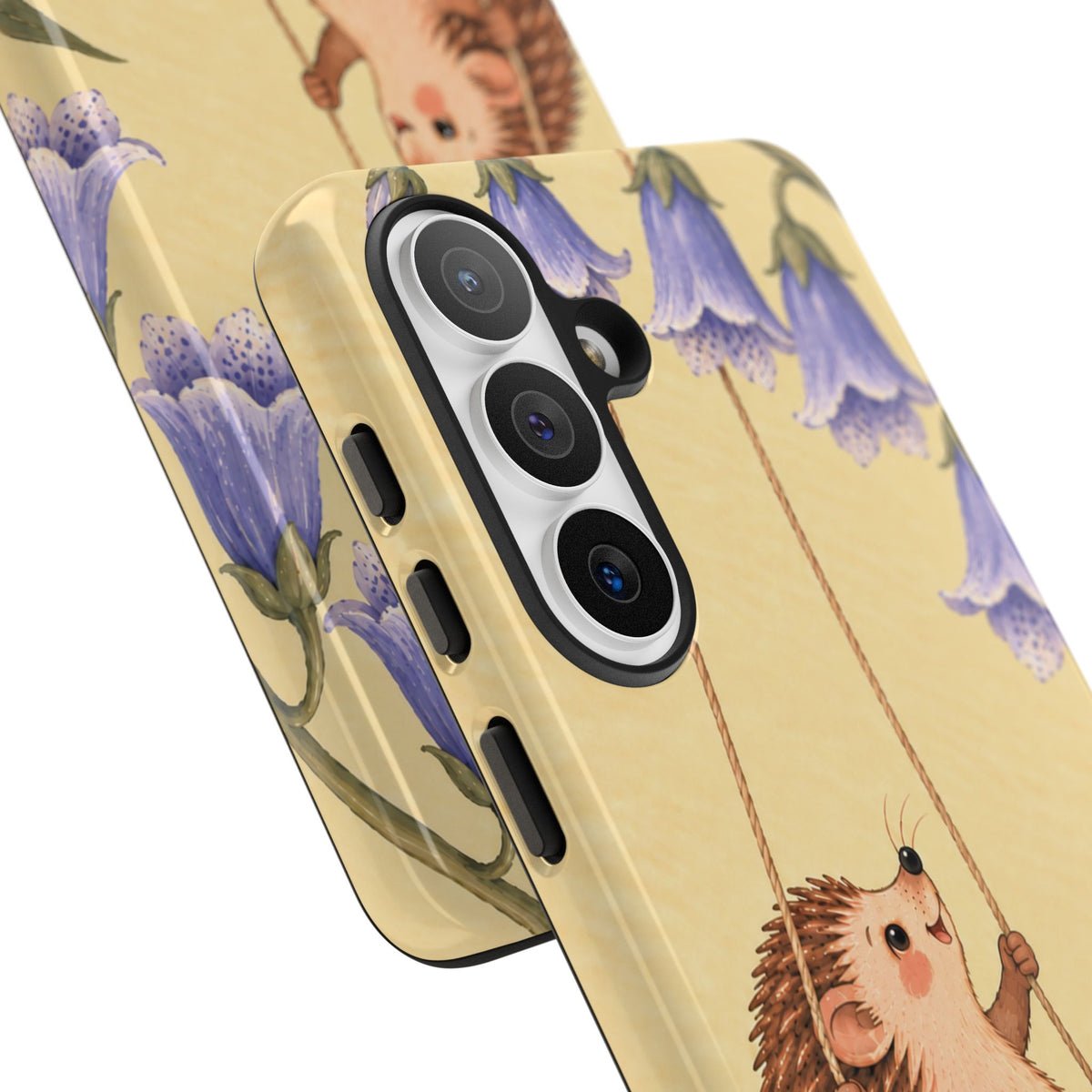 Whimsical Buttercream Hedgehog and Bluebell Phone Case - Yellow Phone Case