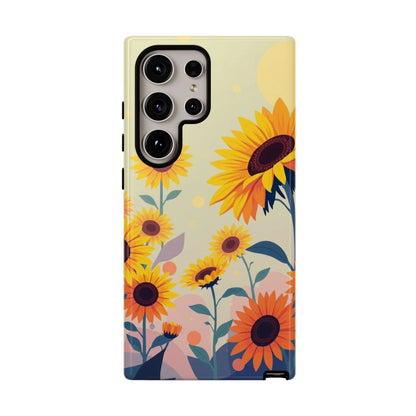 Samsung Galaxy S24 Ultra / Glossy Phone Case - Modern Flat Sunflower Design Phone Case