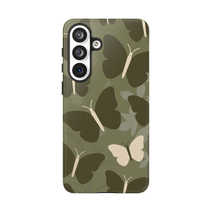 Minimalist Olive Green Butterfly Pattern Phone Case - Green Phone Case - Samsung Galaxy S26 Plus / Glossy