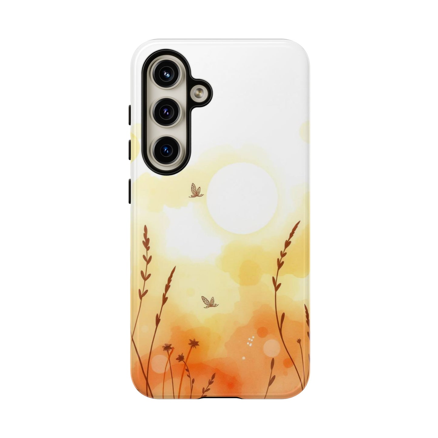 Samsung Galaxy S24 / Glossy Phone Case - Boho Chic Watercolour Wildflower Pattern Phone Case