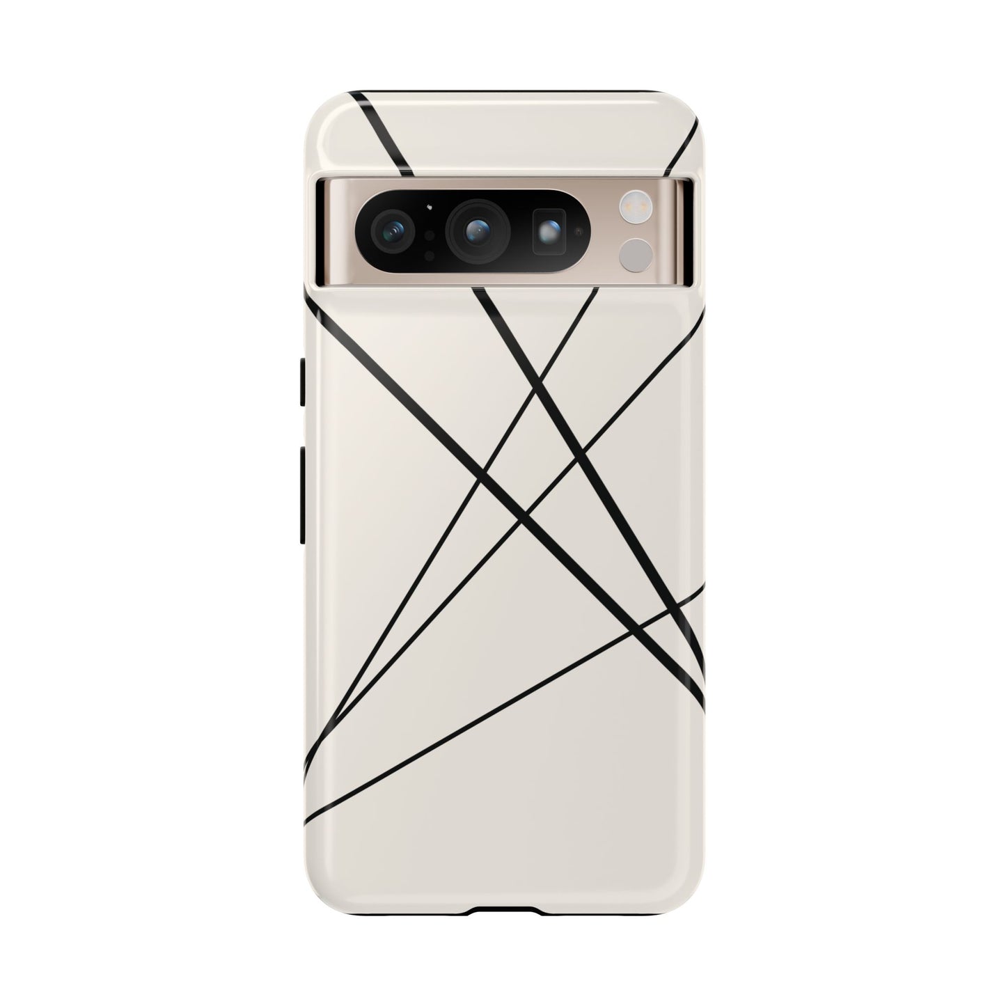 Google Pixel 8 Pro / Glossy Phone Case - Abstract White with Black Lines Phone Case