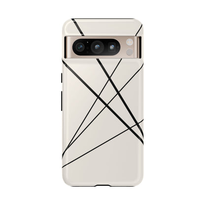 Google Pixel 8 Pro / Glossy Phone Case - Abstract White with Black Lines Phone Case