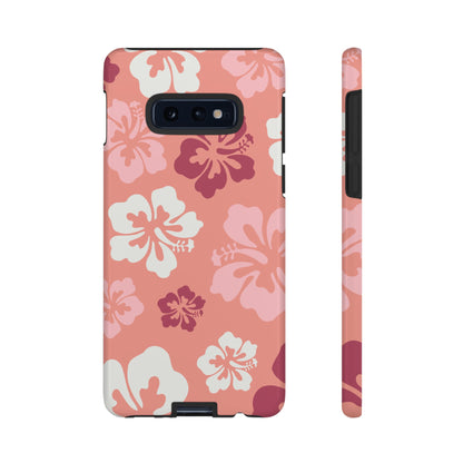 Samsung Galaxy S10E / Glossy Phone Case - ’Pink Hibiscus Retro Pattern #3’ Phone Case