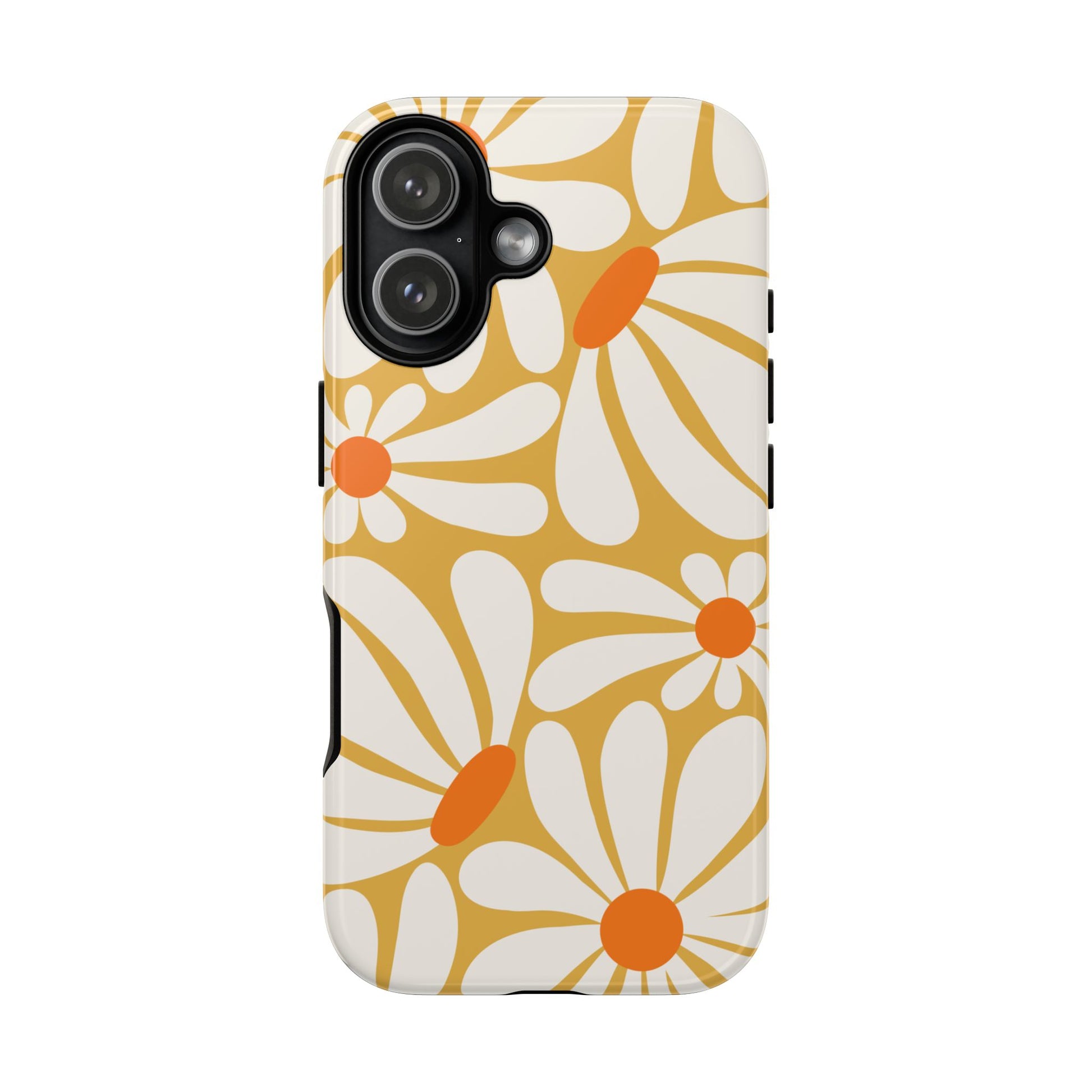 iPhone 17 / Glossy Phone Case - Retro Yellow Daisy Pattern Phone Case
