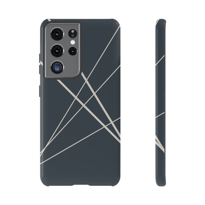 Samsung Galaxy S21 Ultra / Glossy Phone Case - Abstract Blue with Beige Lines Phone Case