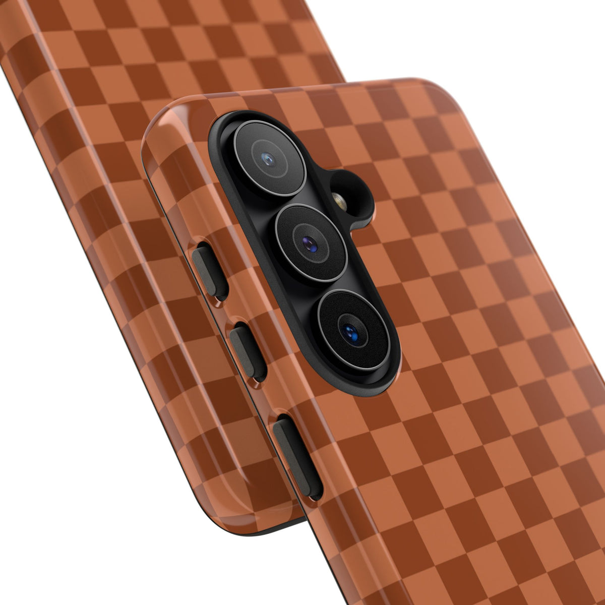 Bold Brown Small Checked Pattern Phone Case - Brown Phone Case