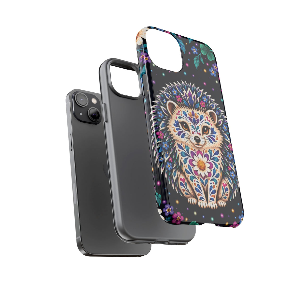 Vibrant Purple and Teal Calavera Hedgehog Phone Case - Multicolor Phone Case