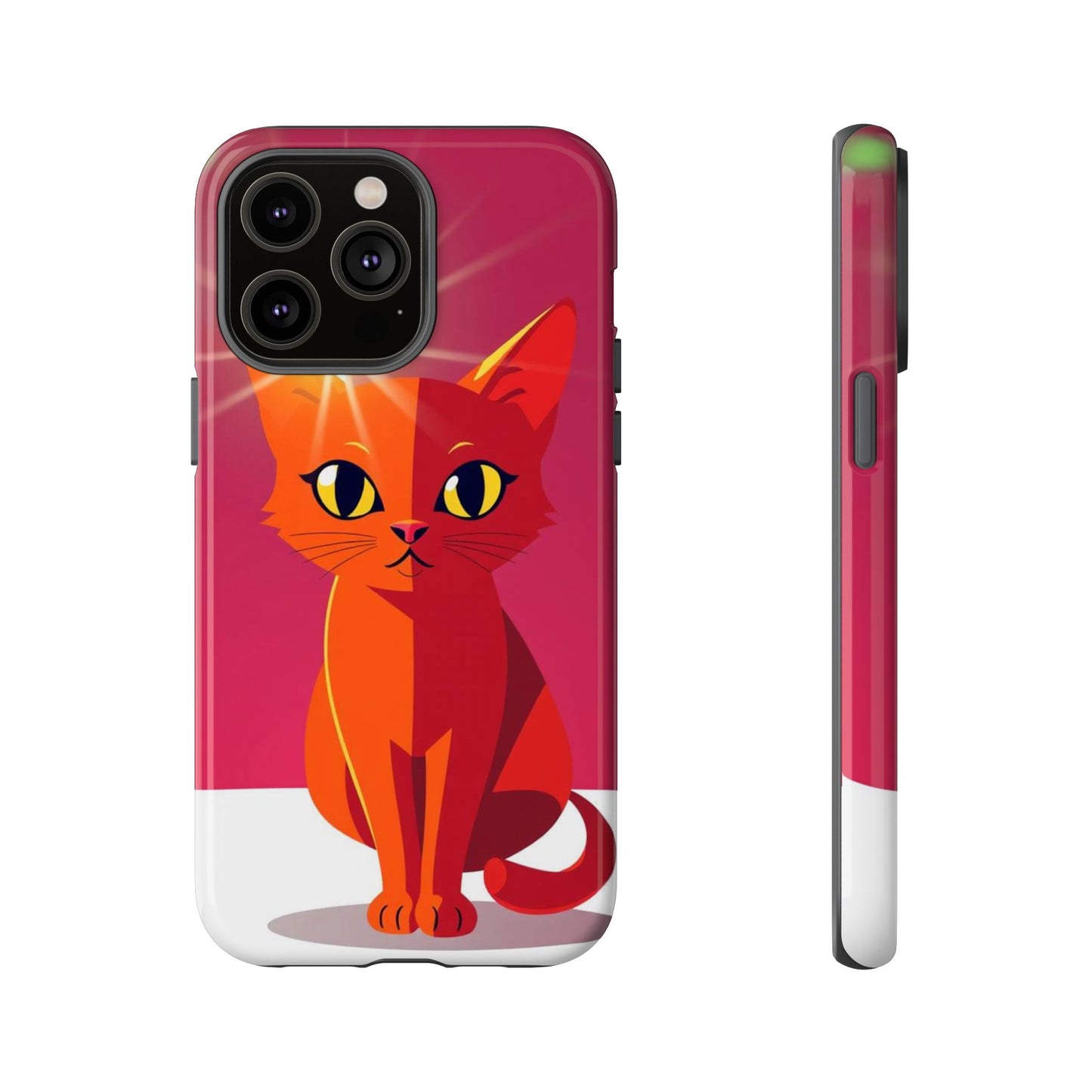 iPhone 14 Pro Max / Glossy Phone Case - Flashing Cat Design Phone Case