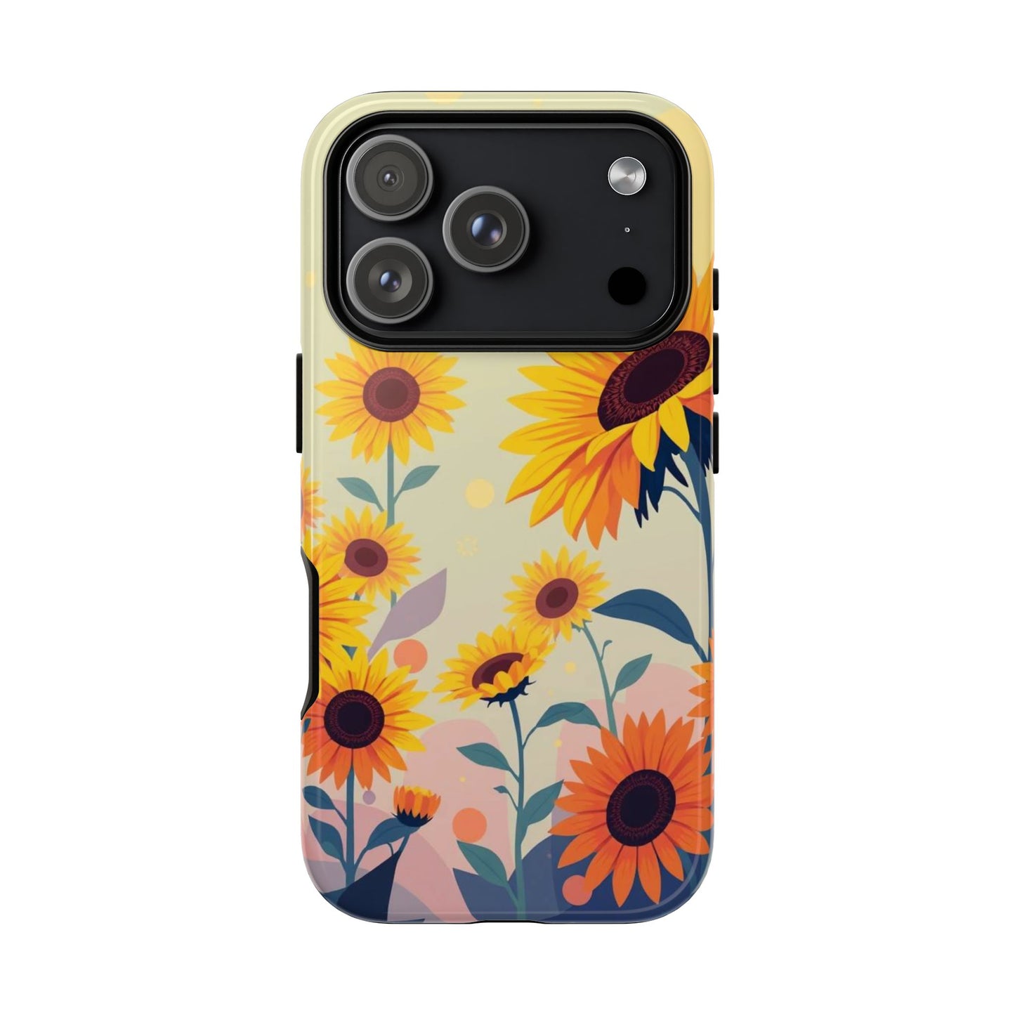 iPhone 17 Pro / Glossy Phone Case - Modern Flat Sunflower Design Phone Case