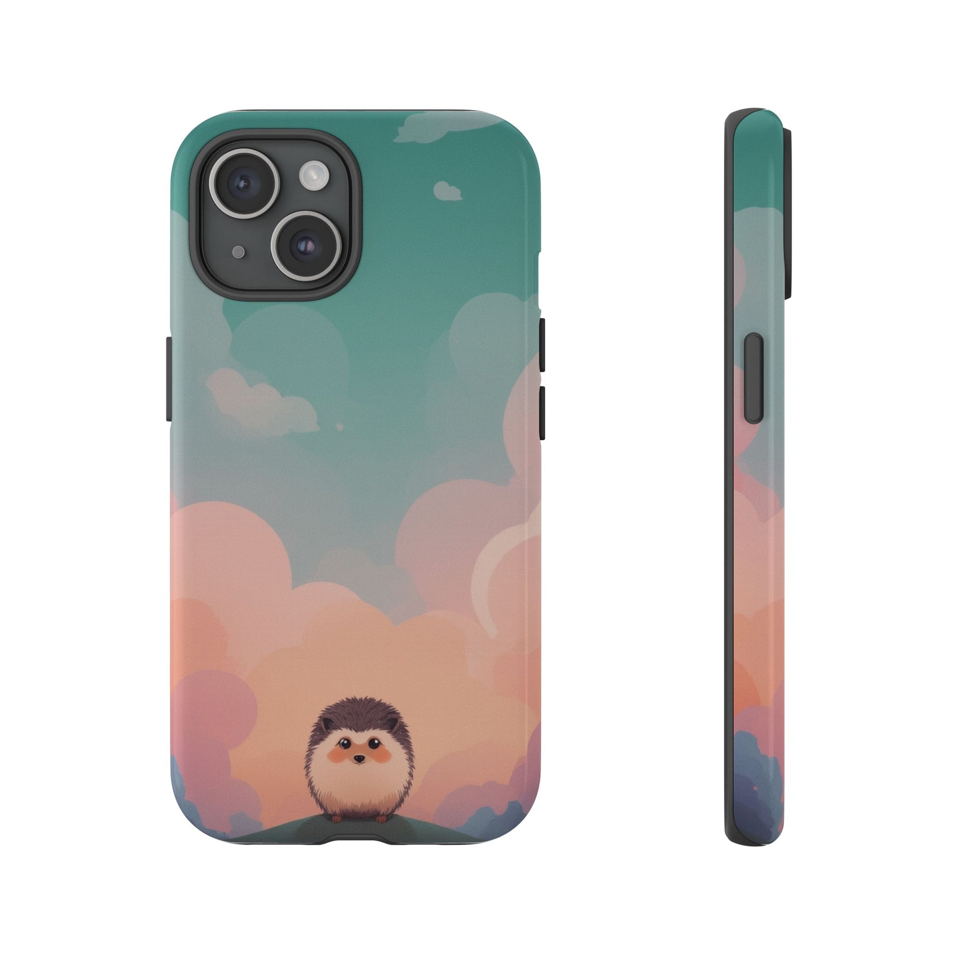 Cute Hedgehog & Cloud Design Phone Case - Multicolor Phone Case - iPhone 15 / Glossy
