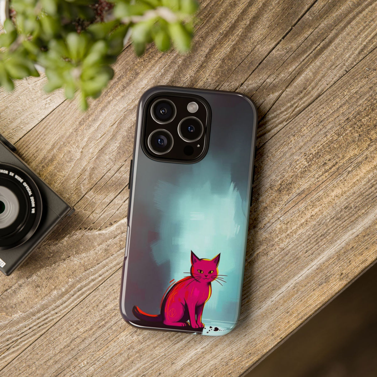 Pop Art Moody Cat Design Phone Case - Multicolor Phone Case