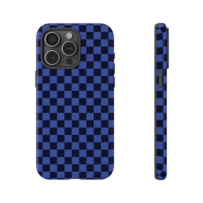 iPhone 15 Pro Max / Glossy Phone Case - ’Bold Blue Checkered Pattern’ Phone Case