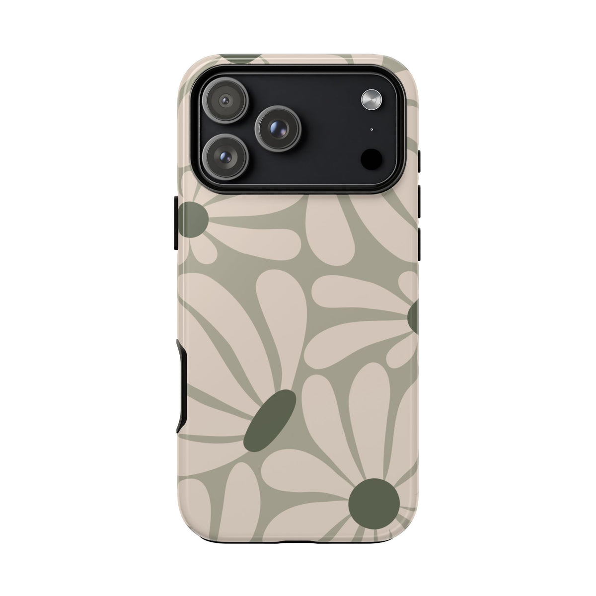 Retro Cream & Green Daisy Pattern Phone Case - White Phone Case - iPhone 17 Pro Max / Glossy