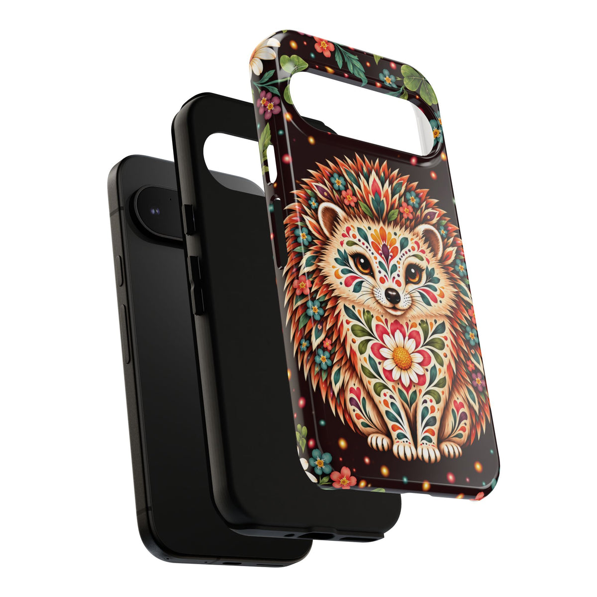 Vibrant Terracotta and Teal Calavera Hedgehog Phone Case - Multicolor Phone Case