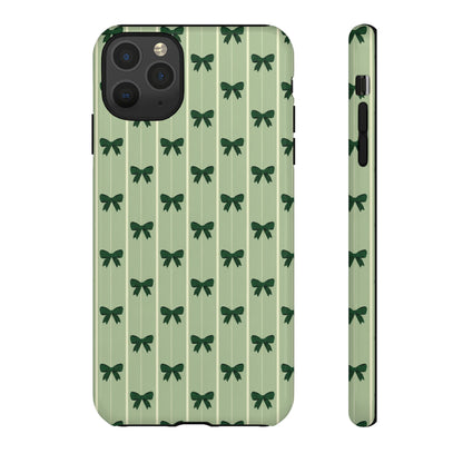 Retro Forest Green Bow Pattern Phone Case