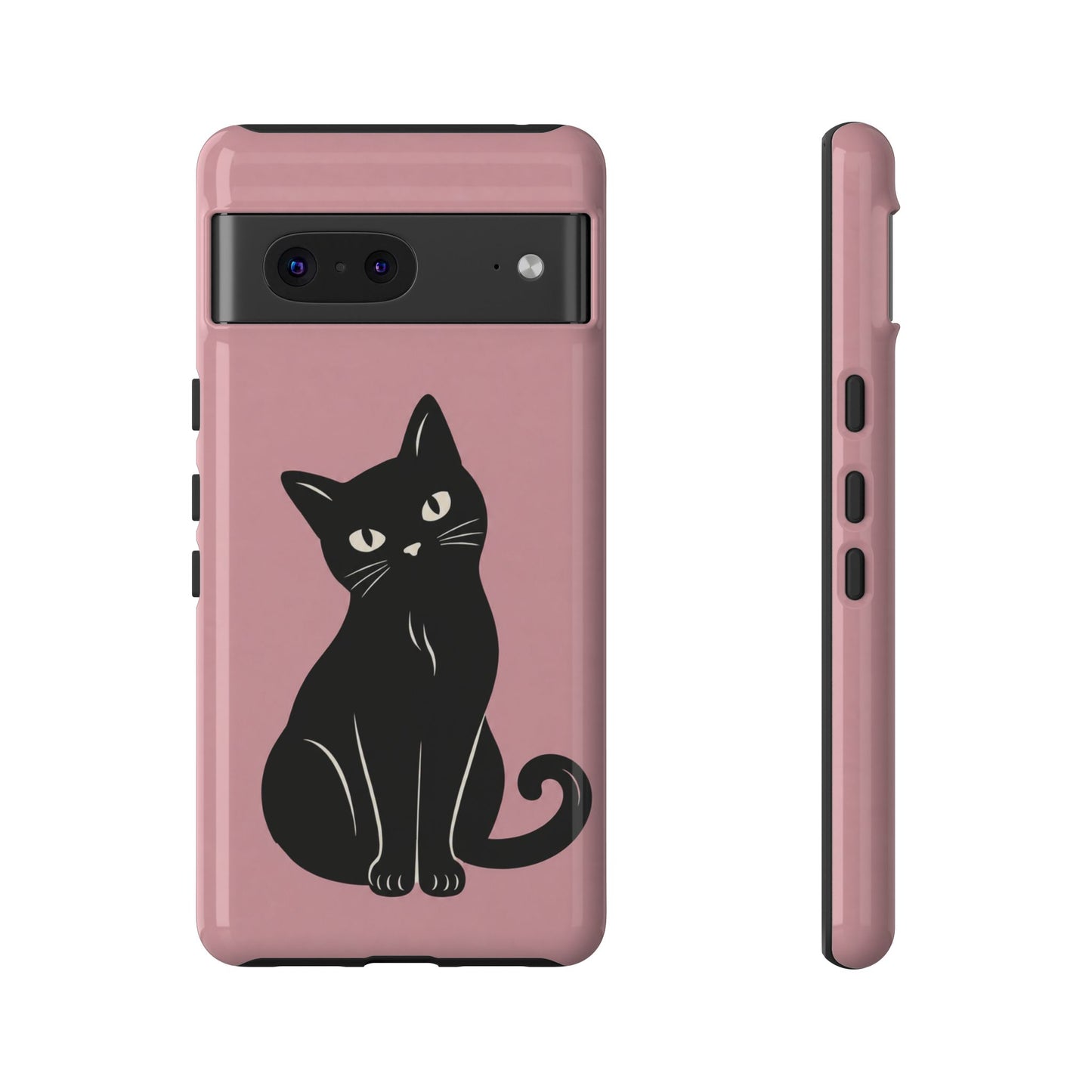 Minimalist Blush Pink & Black Cat Phone Case