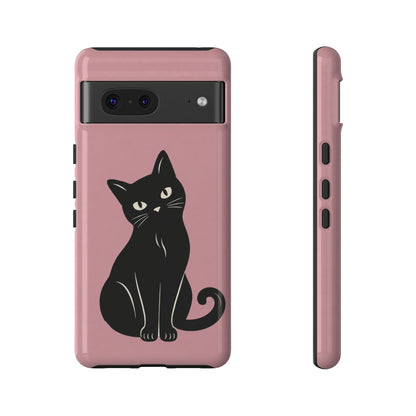Minimalist Blush Pink & Black Cat Phone Case