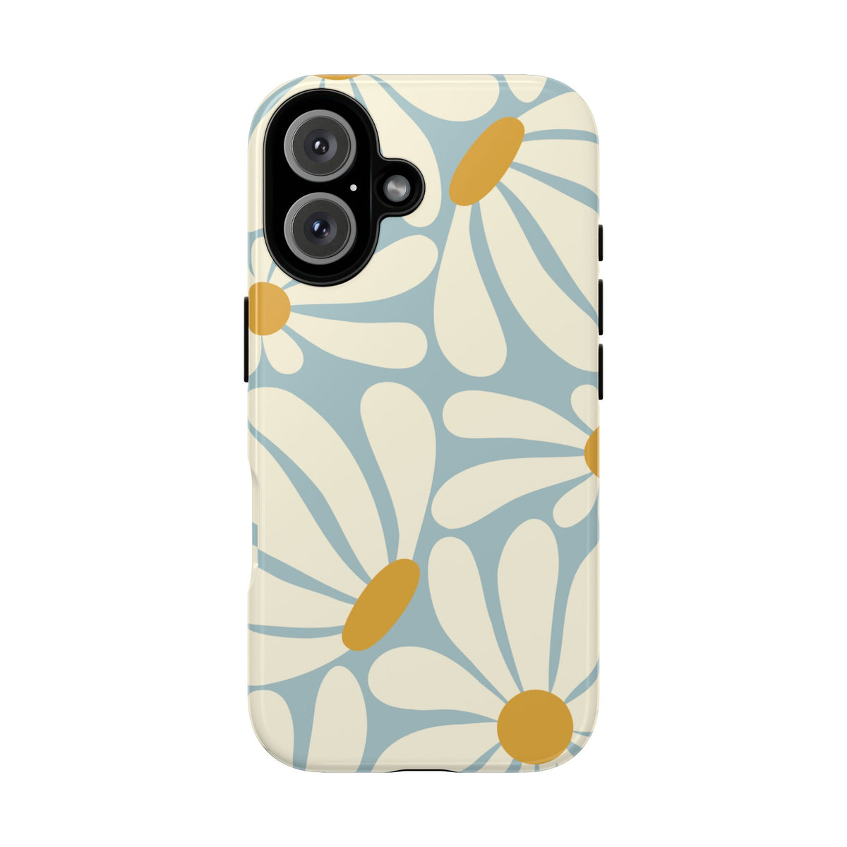 Retro Light Blue Daisy Pattern Phone Case - Blue Phone Case - iPhone 16 / Glossy