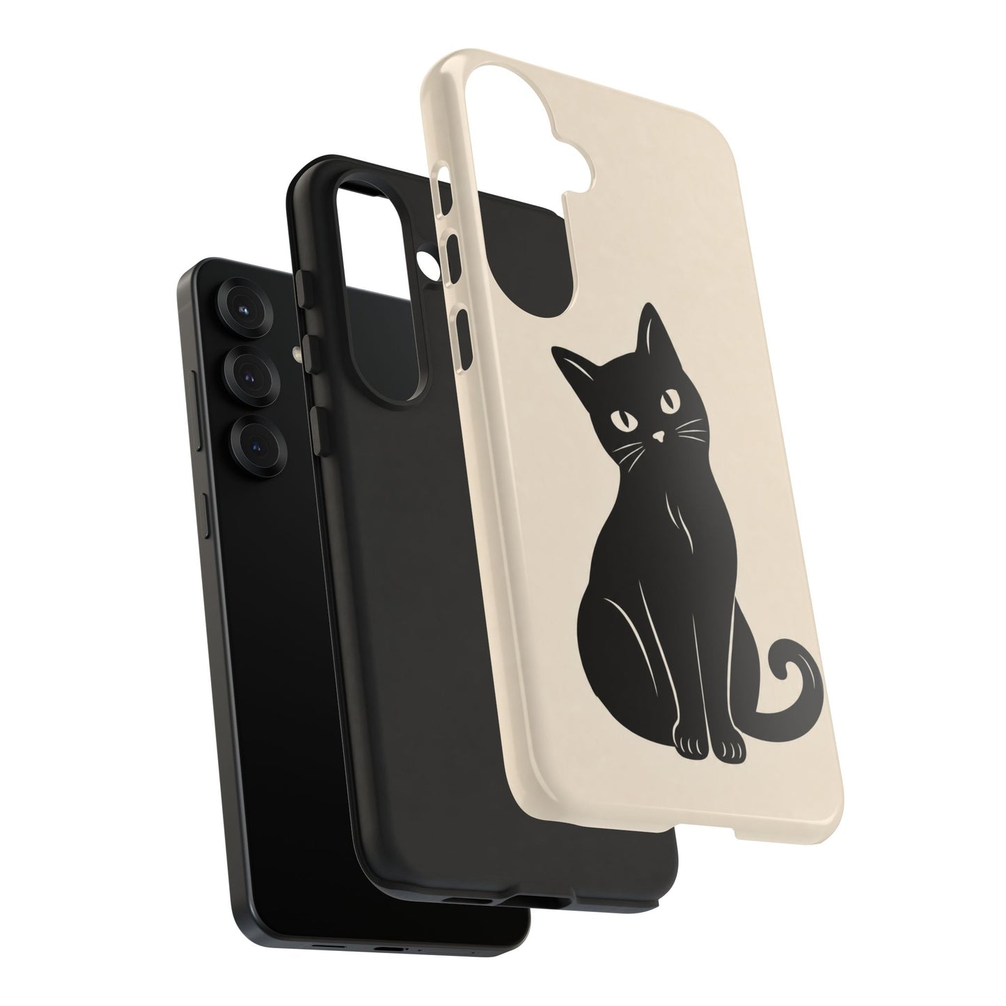 Minimalist Cream & Black Cat Phone Case