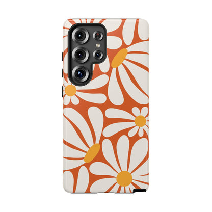 Retro Orange Daisy Pattern Phone Case - Orange Phone Case - Samsung Galaxy S25 Ultra / Glossy