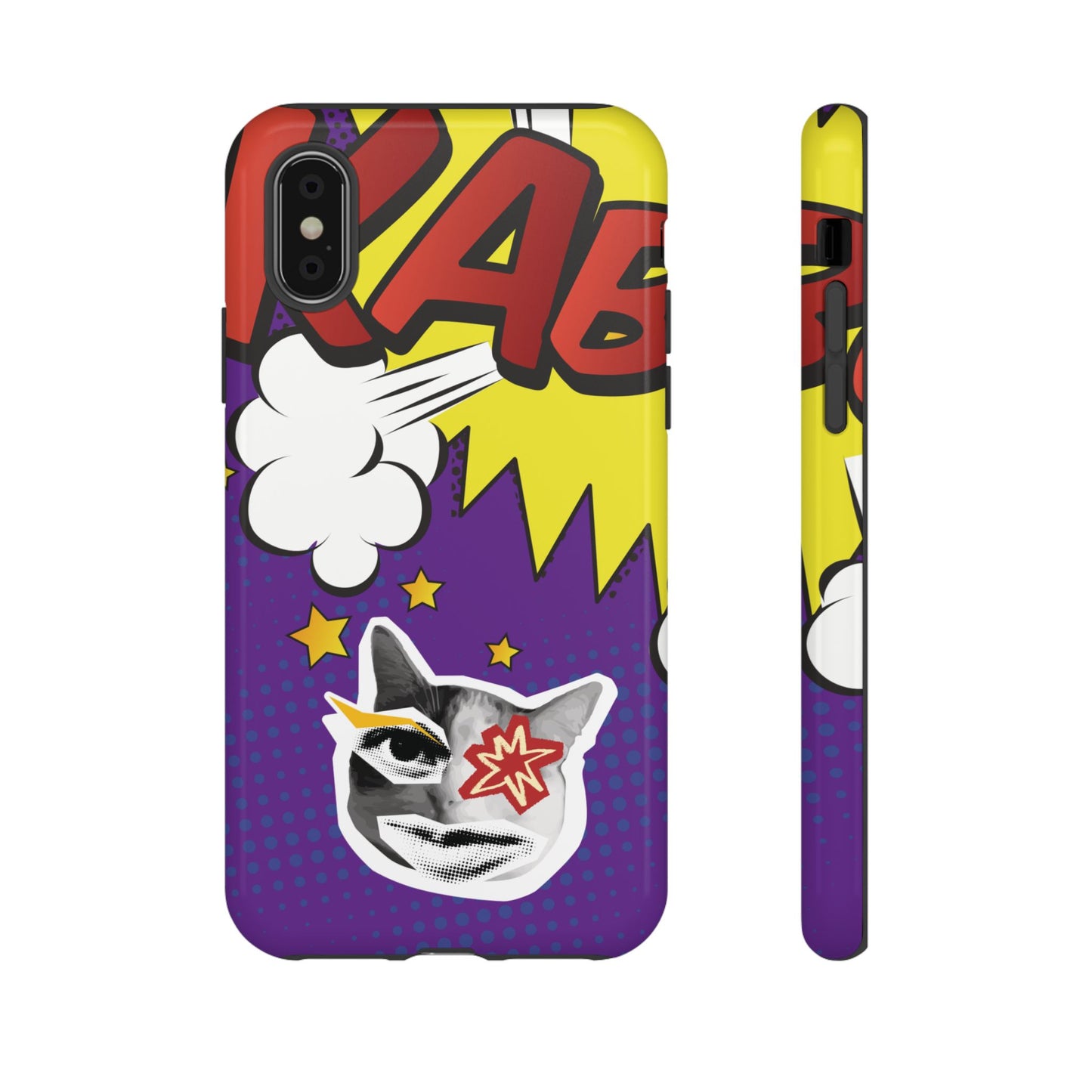 Bold Purple Pop Art Cat Phone Case - Purple Phone Case - iPhone X / Glossy