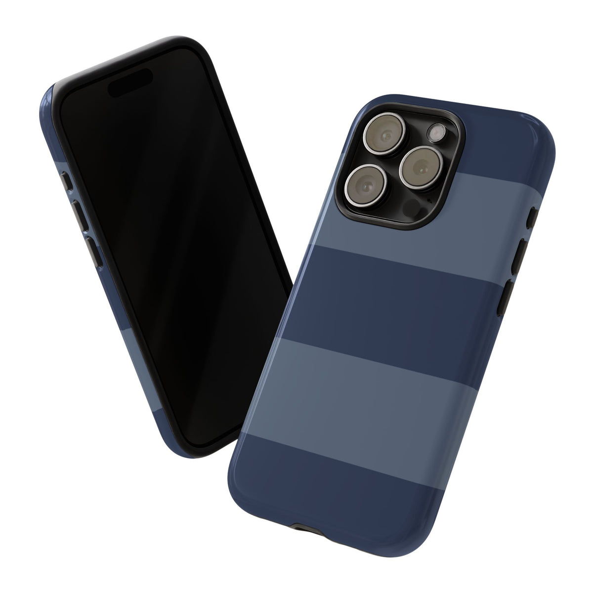 Dark Blue Horizontal Stripe Pattern Phone Case - Blue Phone Case