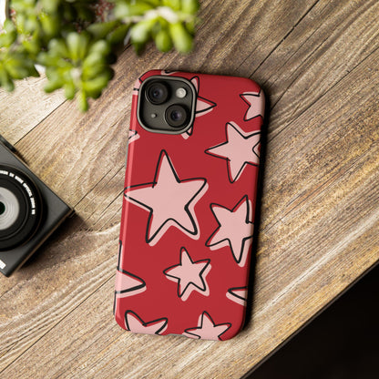 Cherry Red Doodle Star Phone Case
