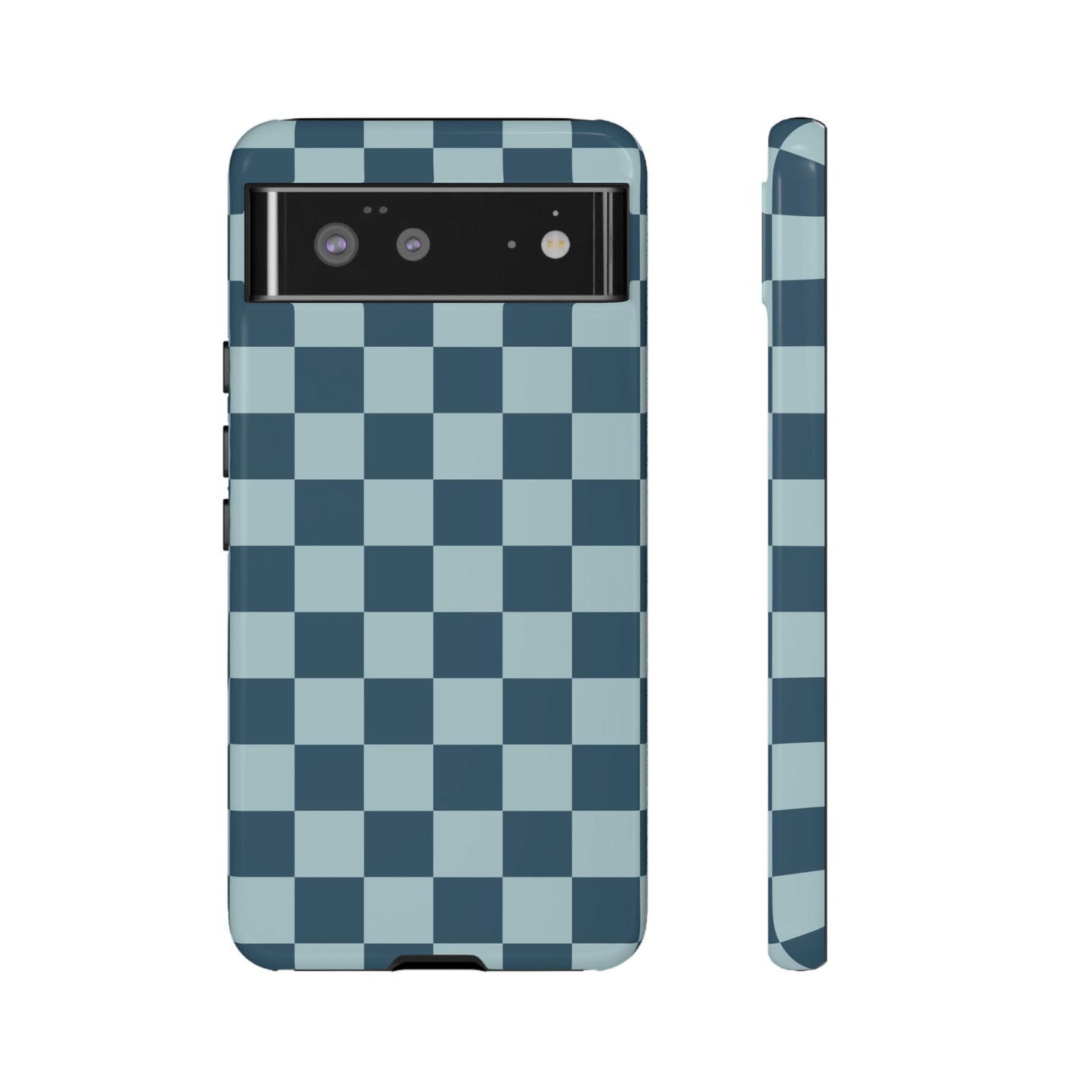 Google Pixel 6 / Glossy Phone Case - ’Blue Checkered Pattern’ Phone Case