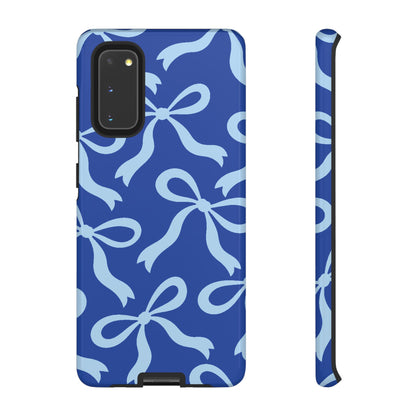 Bold Cobalt Blue and Powder Blue Bow Pattern Phone Case - Blue Phone Case - Samsung Galaxy S20 / Glossy