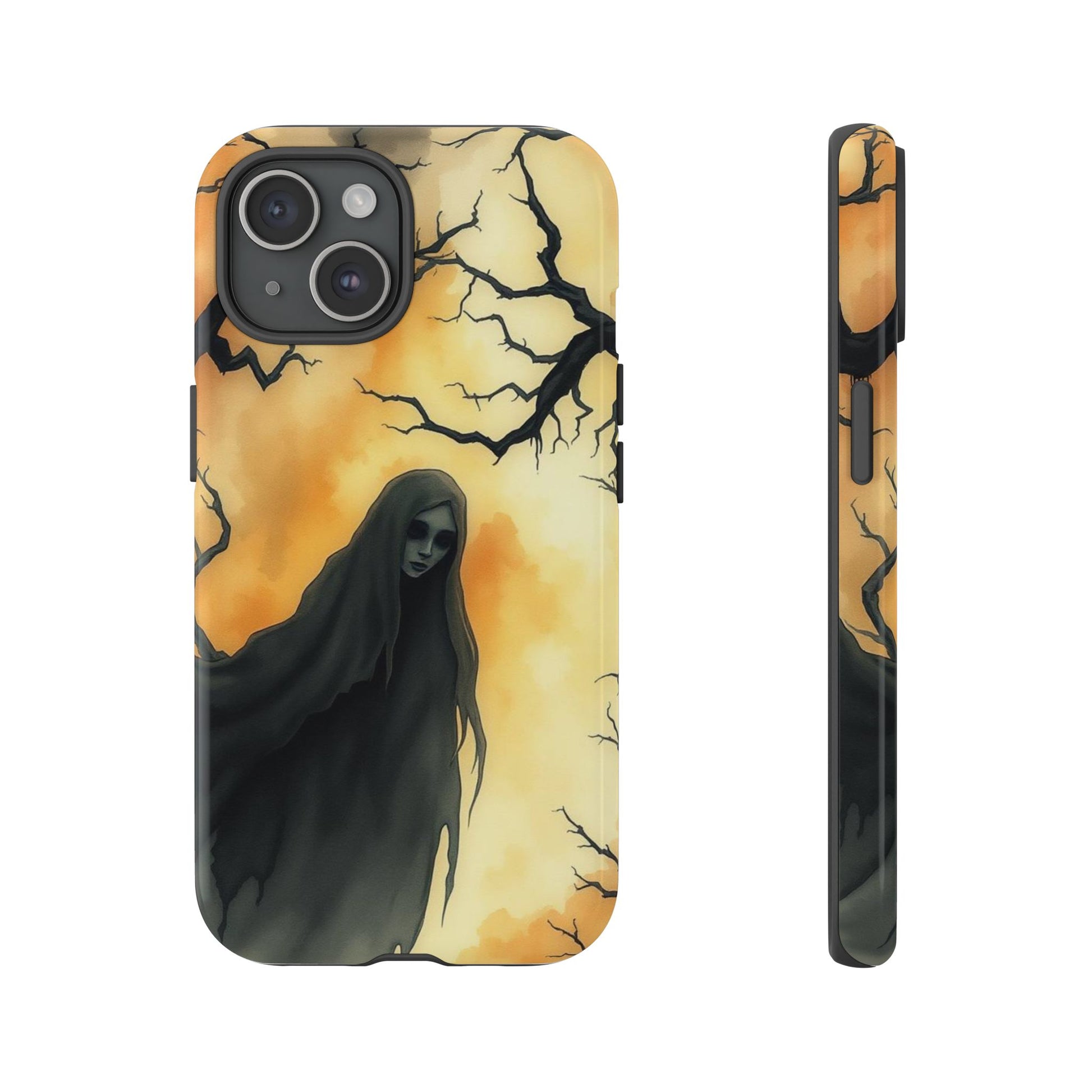 Watercolour Gothic Deathly Woman Phone Case - Multicolor Phone Case - iPhone 15 / Glossy