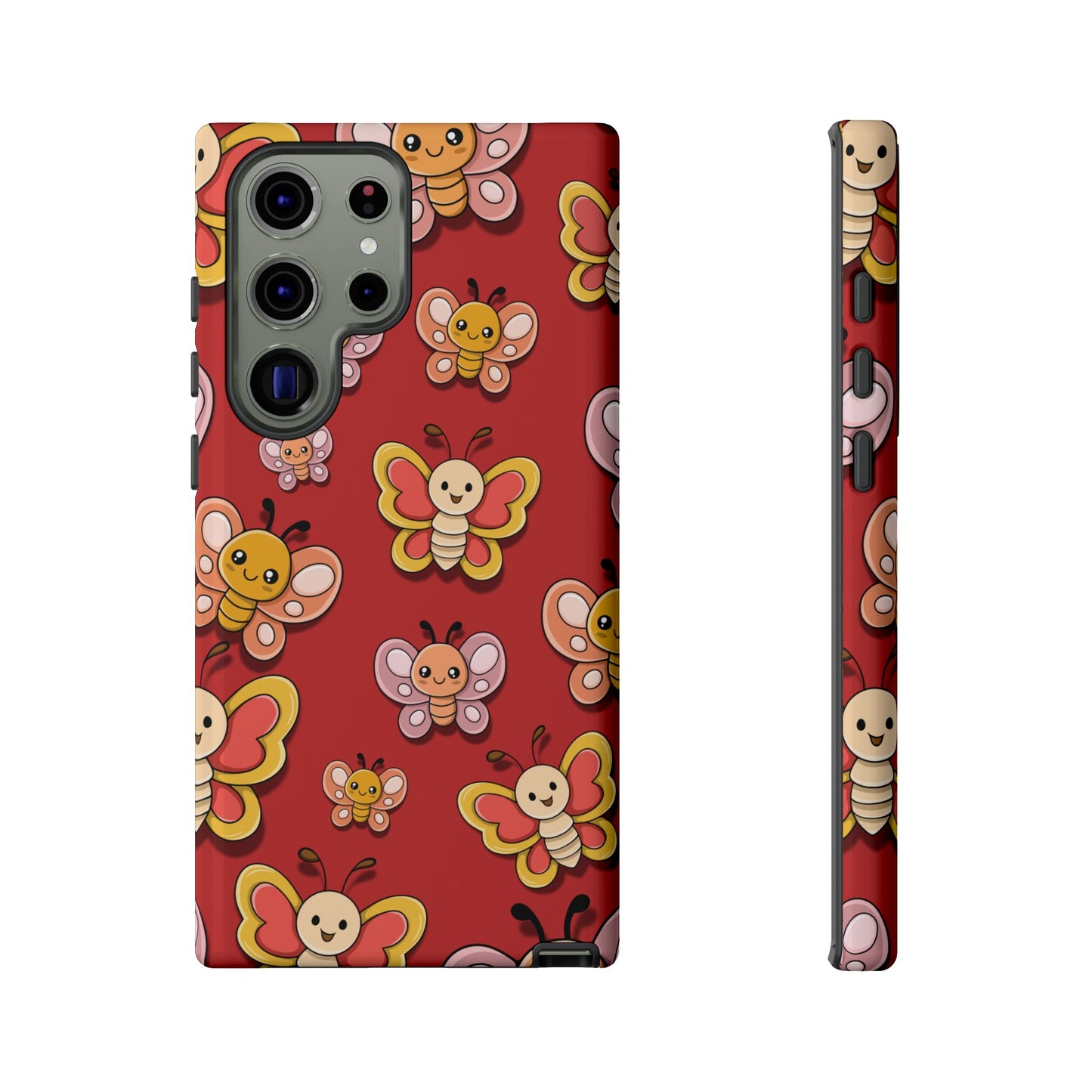 Samsung Galaxy S23 Ultra / Glossy Phone Case - Red Butterfly Sticker Design Phone Case