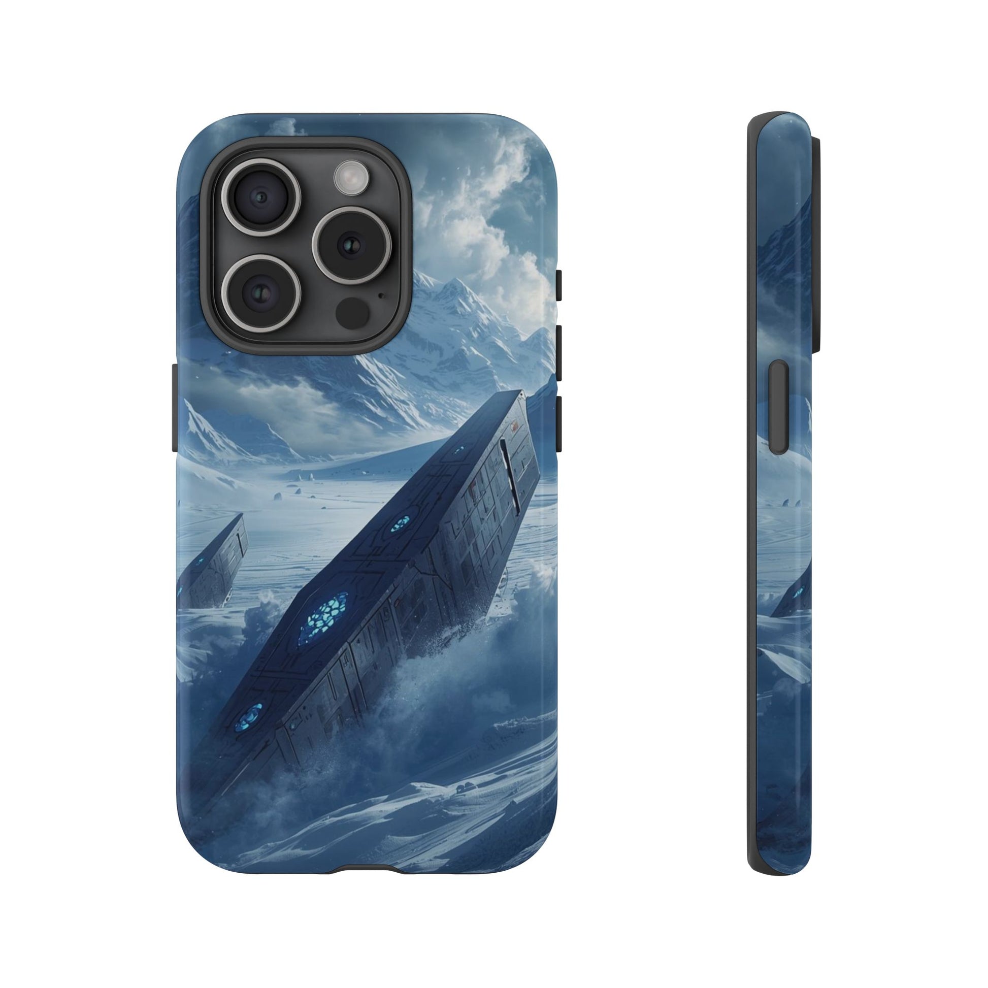 Frozen Alien Wreckage Sci-fi Phone Case - Blue Phone Case - iPhone 15 Pro / Glossy