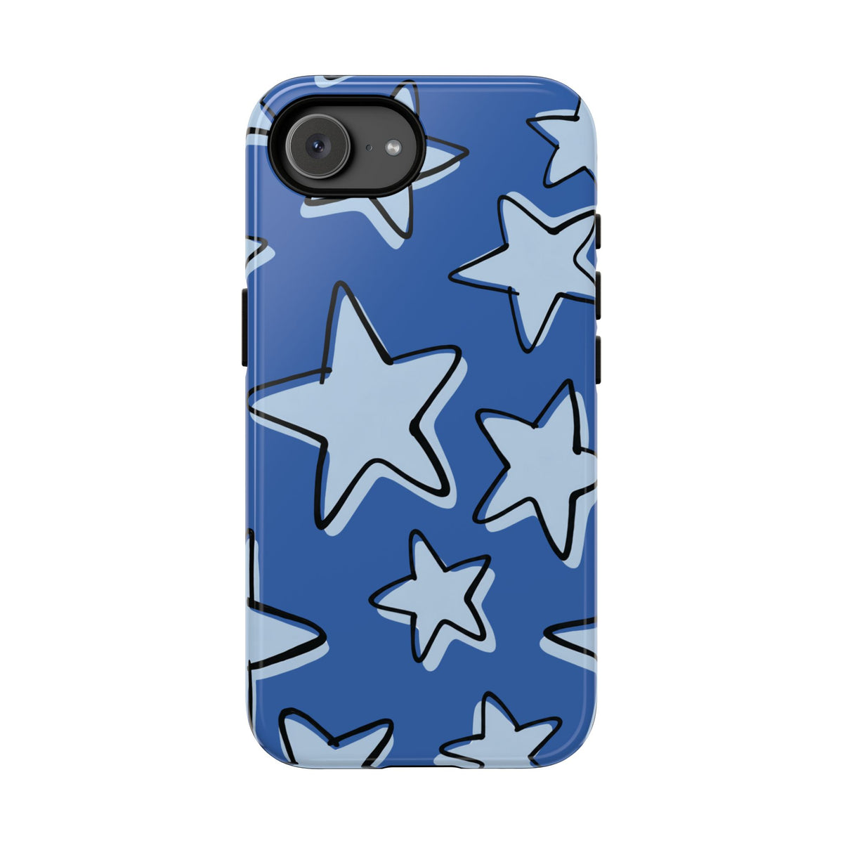 Cobalt Blue Doodle Star Phone Case - Blue Phone Case - iPhone 17e / Glossy